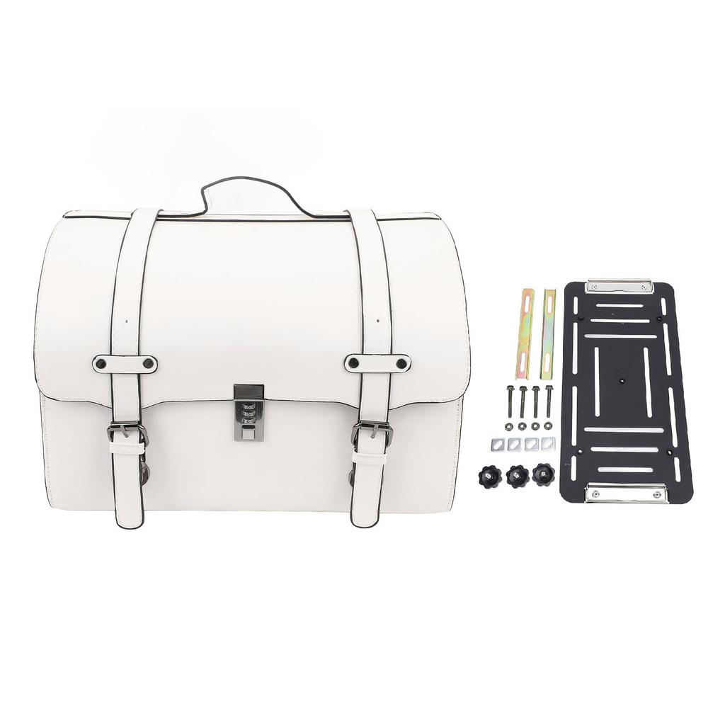 Motorcycle Tail Bag Faux Leather Waterproof 29.5L Capacity Quick Release with Combination Lock Universal Fit for