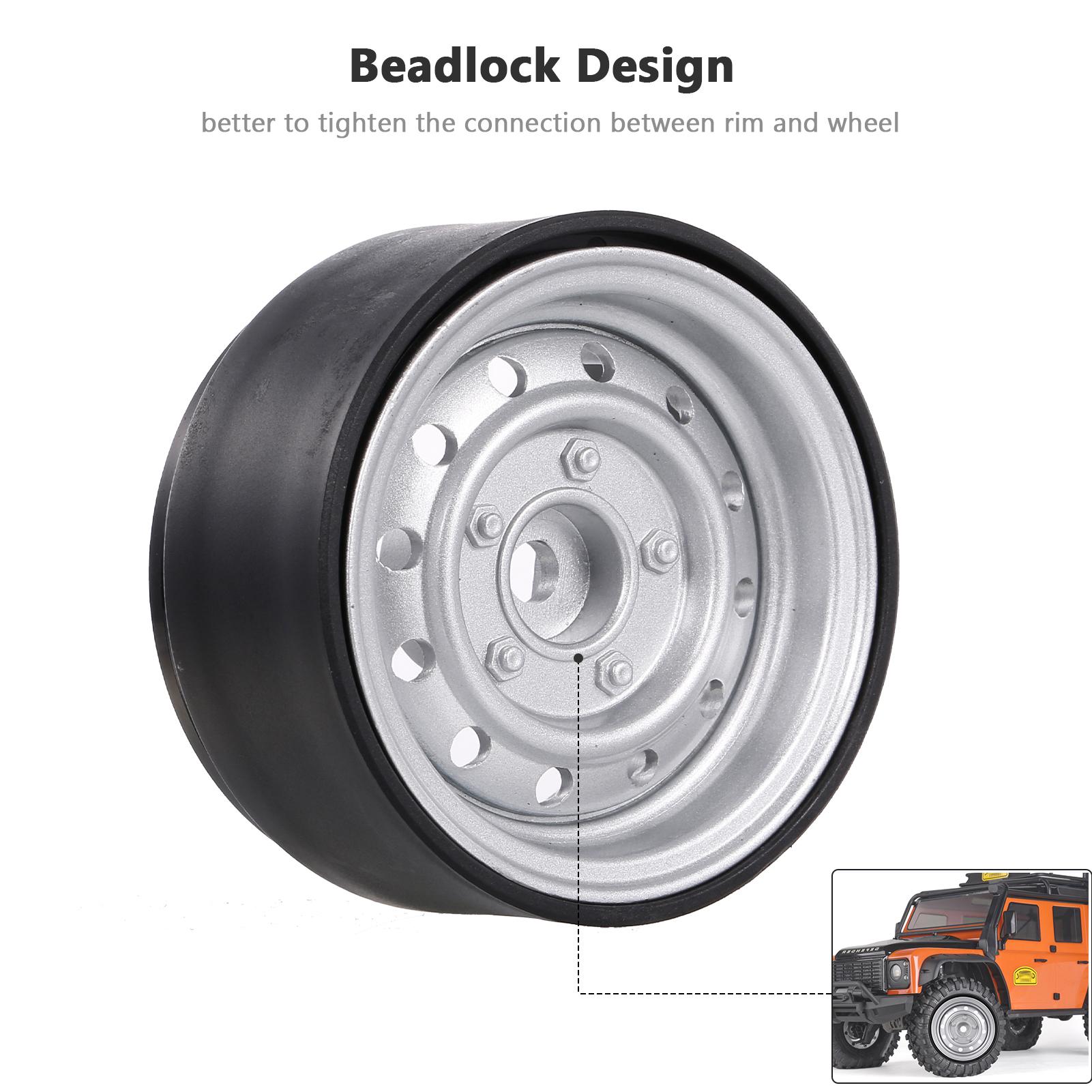 

2PCS Metal 1.9 Inch Wheel Hub Rim Beadlock for 1 10 RC Crawler Car Compatible with TRX4 SCX10 RC4WD Hsp Redcat Traxxas срібний