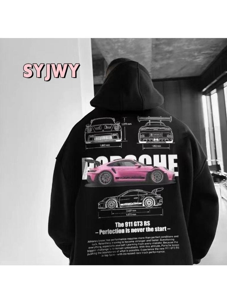 Hanorac cu imprimeu grafic Mașina Visurilor Porsche Bărbați Femei Streetwear Supradimensionat Hanorac Y2k Hip Hop Harajuku Fleece Cald Îmbrăcăminte Feminină Masculină