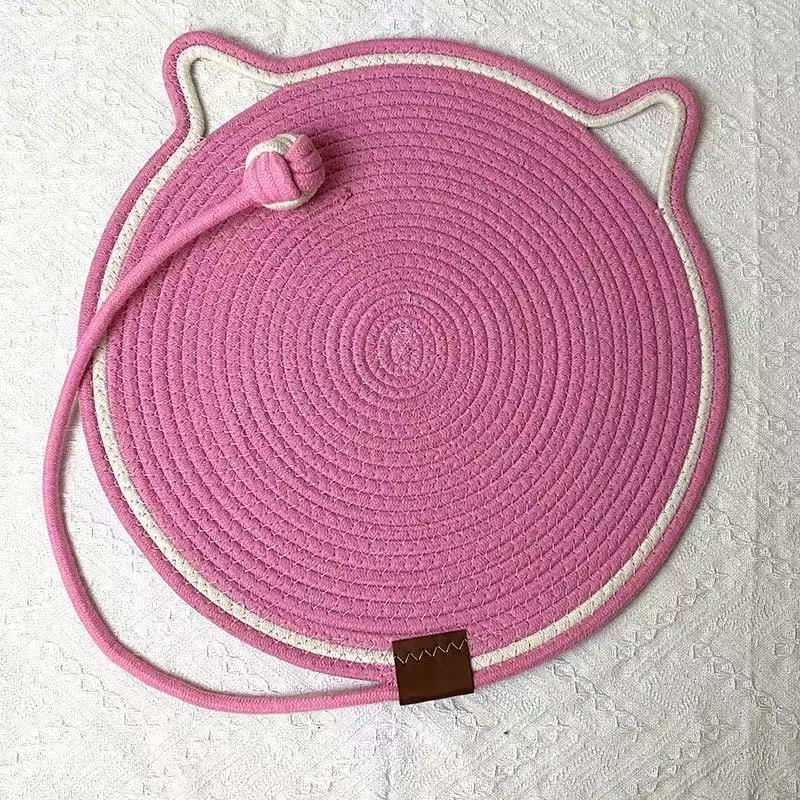 

Cat Carpet One-piece Design Cat Scratch Mat Funny Cat Toys Cat Ear Design Scratching Mat Round for Wall Pet Product розовый