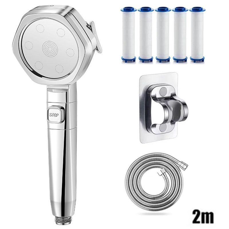 Showerhead four speed adjustment filter for shower knobs One click water stop bathroom accessories replete heads showers parts