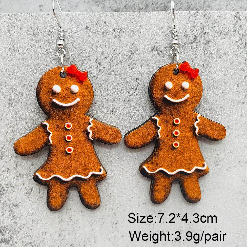 Brincos Festivos de Pirulito de Bengala Doce de Madeira para Natal e Halloween