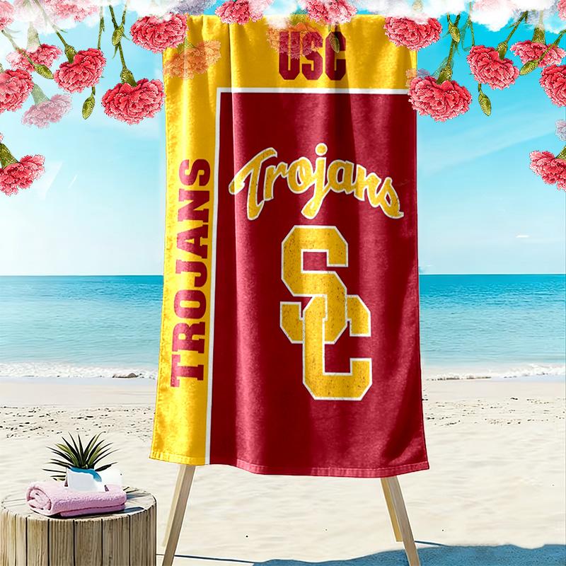 USC Trojans Print Beach Towel, Large Soft Quick Dry Towel for Beach Camping Swimming