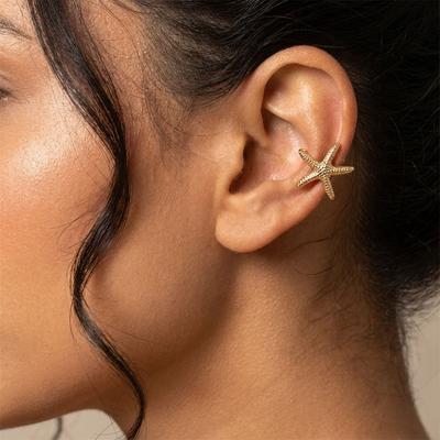 Golded C Shape Ear Cuff Flower Starfish Shell Ring Clip Trend Ear Buckle Travel