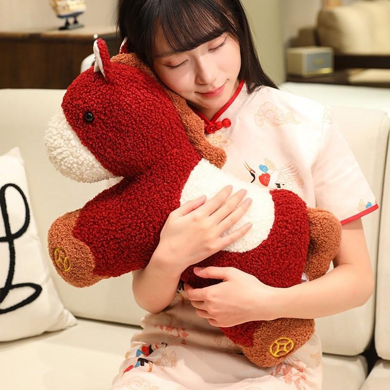 Red Hare Plush Animal With Pp Cotton Filling For Bed Decor And Gift