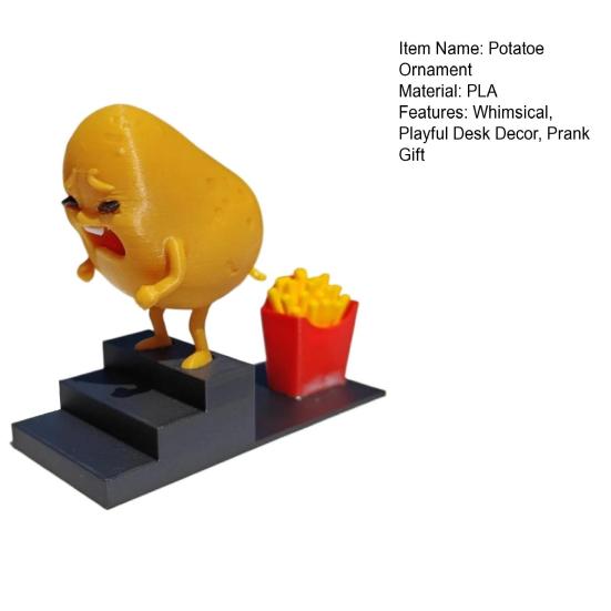 Pooping Potato Figurine 3D Printed Potato Become French Fries Ornament Desktop Potato And Fries Decoration Prank Gift for Fries Lovers