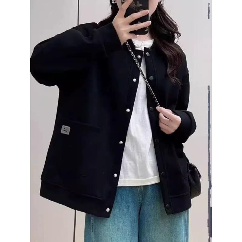 Wersja koreańska kardiganu z długim rękawem dla kobiet, luźna i wszechstronna, casualowa góra w stylu baseballowym