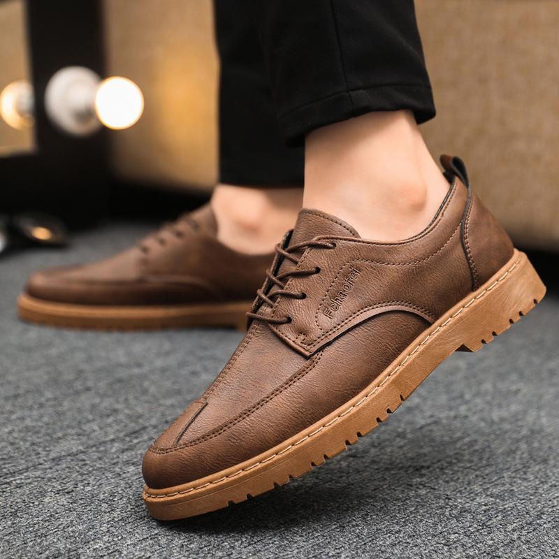 

2025 soft sole middle-aged dad round head casual non-slip high-end black men s formal leather shoes business men new 44