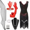 Hot Sale Vintage Sequins Tassel Dress Prom Evening Dress Accessories Set