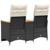 Garden Sofa 2 Seater Adjustable with Table Black Poly Rattan