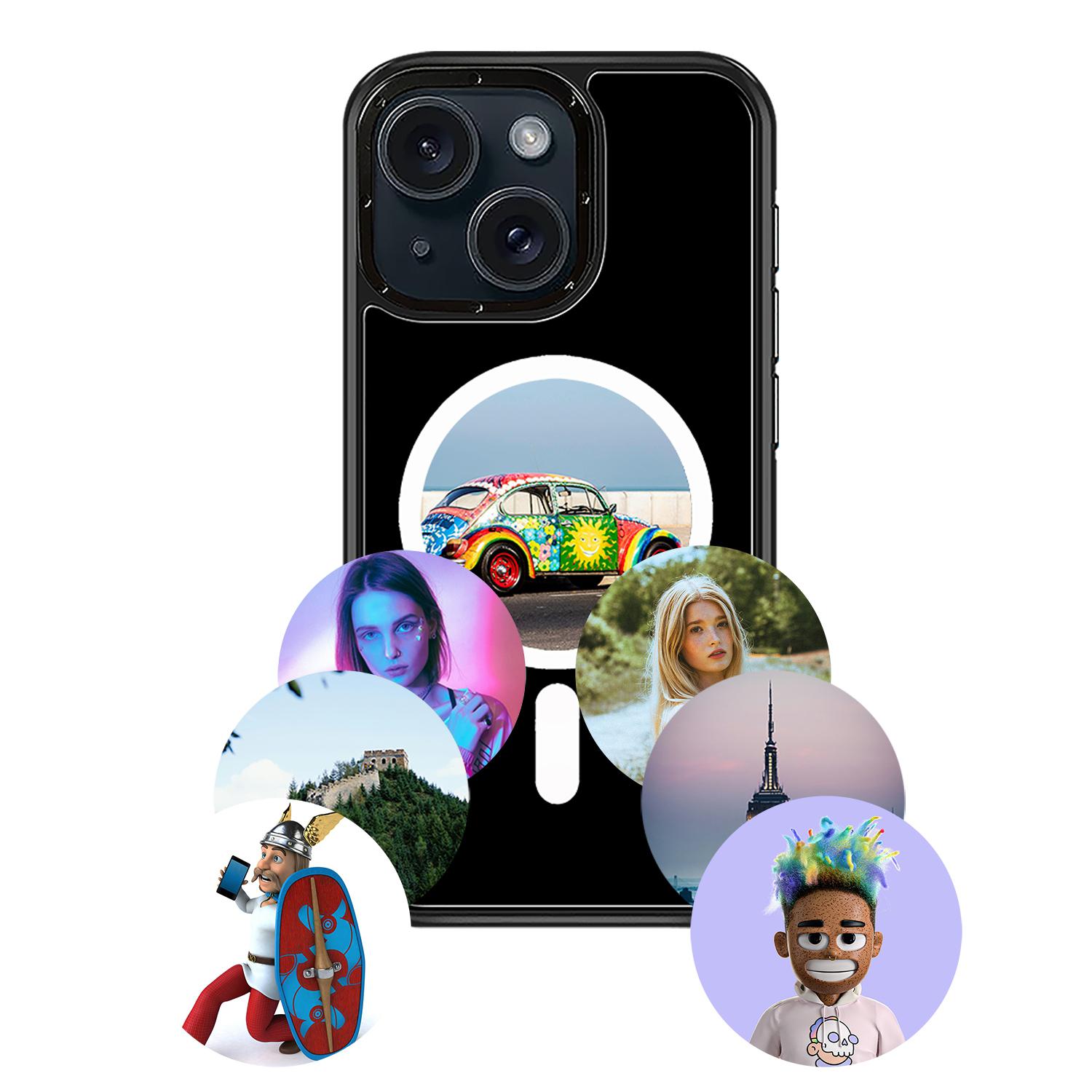 

Для iPhone 15 Чехол для телефона E-Ink Совместимый с MagSafe NFC 6-цветная задняя крышка из ТПУ+ПК A