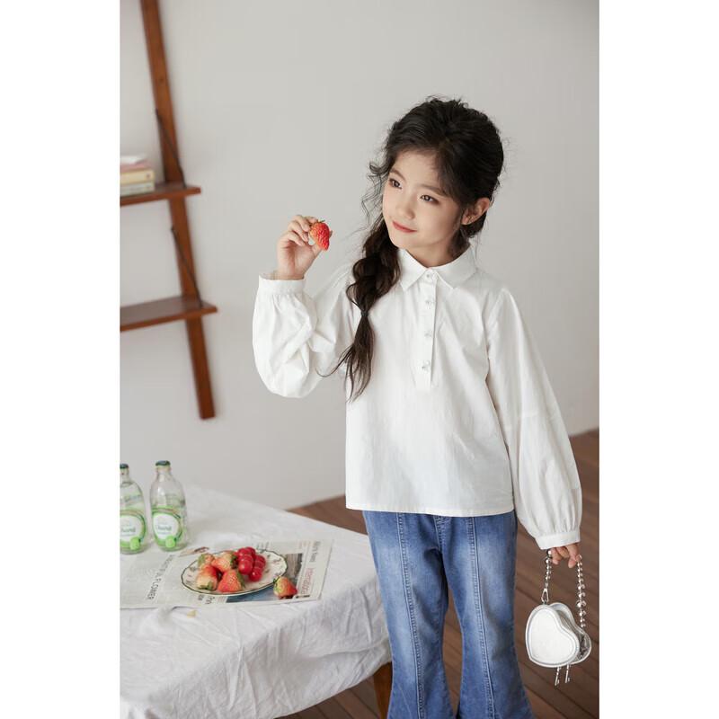 LUSON Girls' Floral Half-Placket Casual Shirt