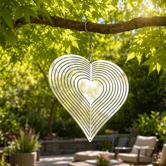 Stainless Steel Reflective Wind Spinners Outdoor Garden Decor Sparkly Wind Chime Yard Patio
