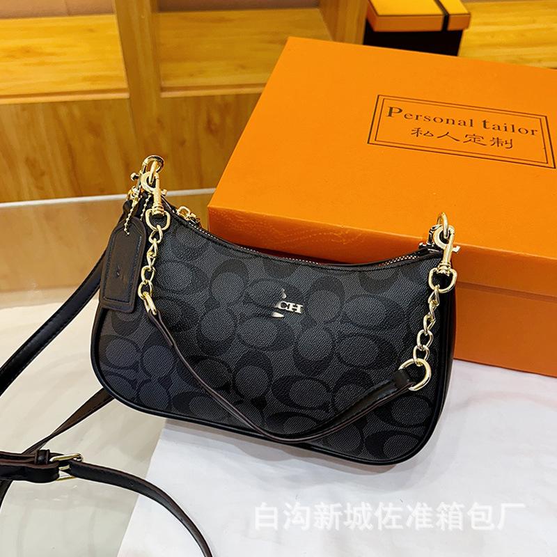 

Новая женская сумка подмышку Классическая универсальная сумка-мессенджер Цепочка Принт На плечо Сумка-полумесяц чёрный