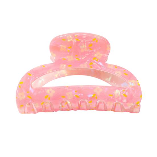 Hair Claw Floral Print Hollow Design Back Head Hair Clip Anti-slip Teeth Strong Grip Shark Hair Clip Versatile Hair Accessory