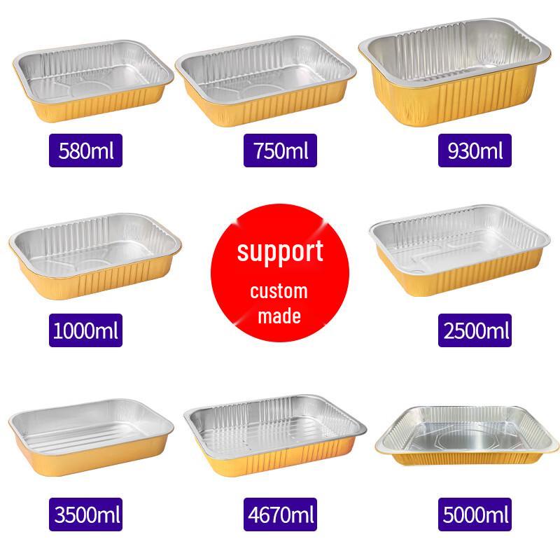 Rectangular Gold Aluminum Foil Food Containers