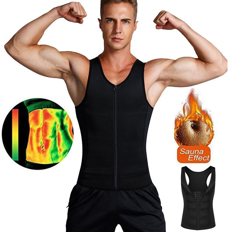 Mens Neoprene Sauna Thermo Sweat Body Shaper Waist Trainer Burn Fat Vest Corset