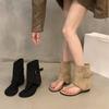 Inner Heightening Khaki Toe Cool Boots Women's Shoes Summer Travel Xinjiang Boots Thin Trouser Boots Small Short Boots