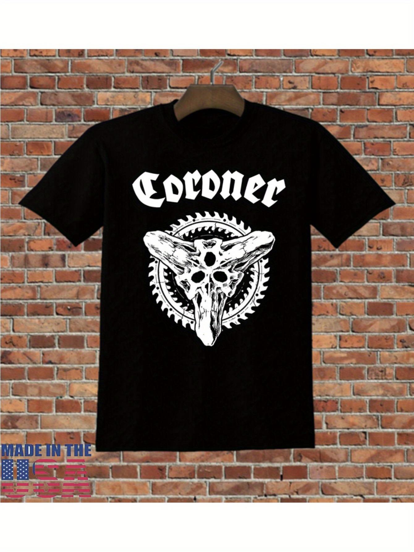 Coroner Band Logo T-Shirt - Iconic Skull & Gear Merch Tee M