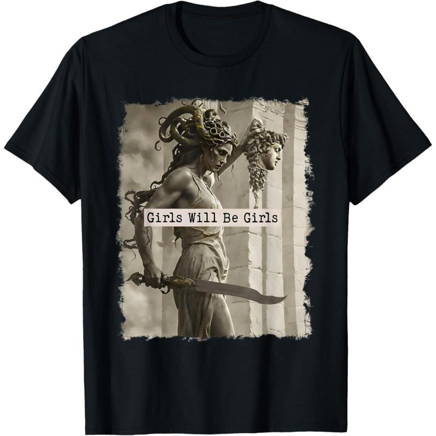CHJLGODGOOD Girl Will Be Girls Shirts Medusa Feminist Women T-Shirt XXXXXL