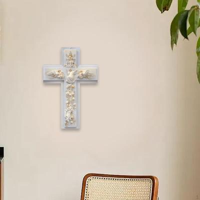 2D Acrylic Art Religious Wall Cross .8x11.8inch Elegant Artwork for Baptism, Wedding Accessory