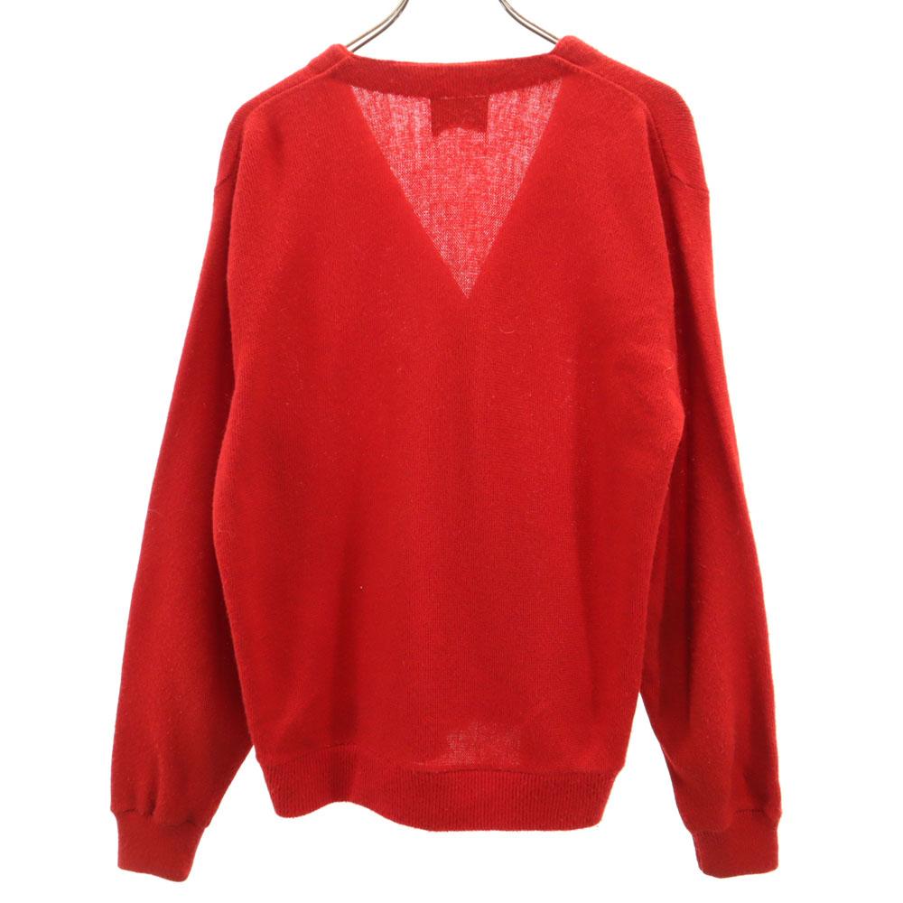 Sears 70er Vintage Langarm Acryl Strickjacke L Rot Herren Gebraucht