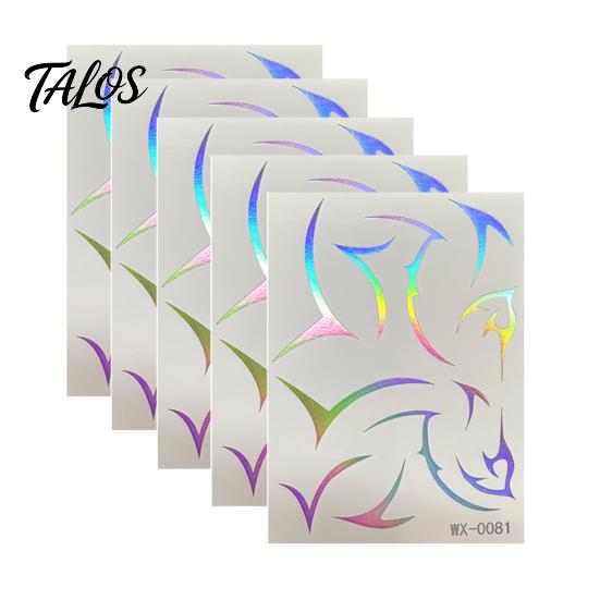 Talos 5 Sheets Holographic Lightning Tattoos, Waterproof Flash Temporary Stickers, Full Color Body Art for Festival Party