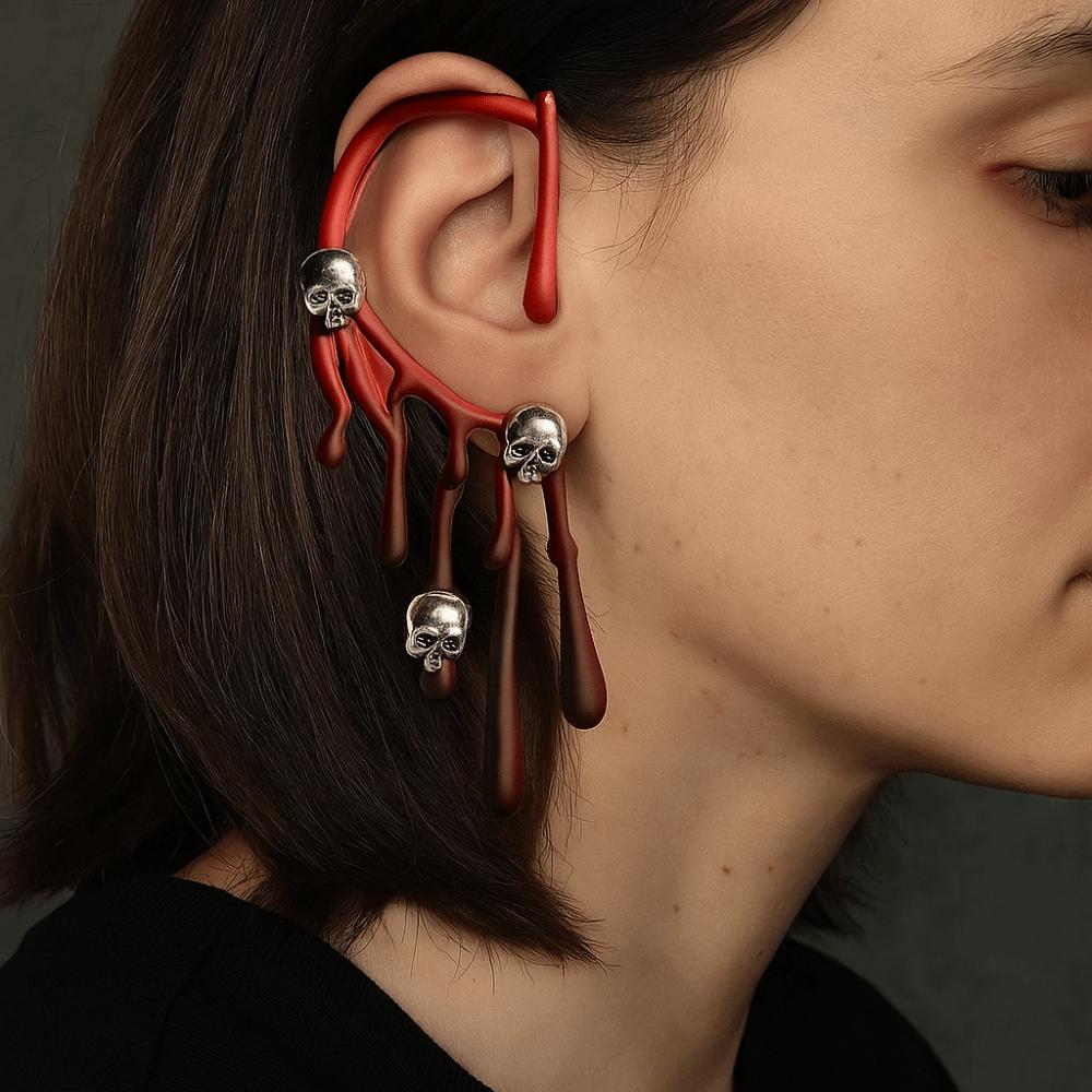 Gothic Exaggeration Lava Earrings Irregular Water Drop Ear Clip Single Ear Cuff Ear Jewelry