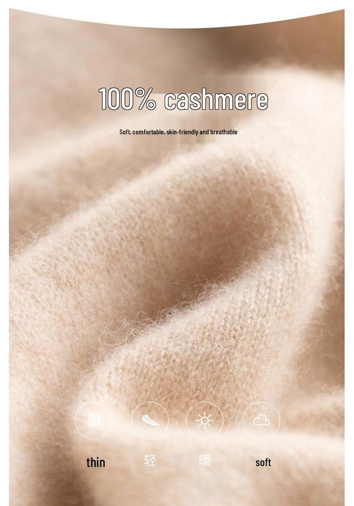 Women's Cashmere Long Sleeve Round Neck Pullover: Autumn/Winter Knitwear Base Layer