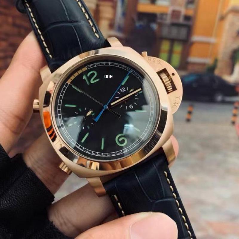 Herren Multifunktions-Automatik-Uhr mit Lederarmband