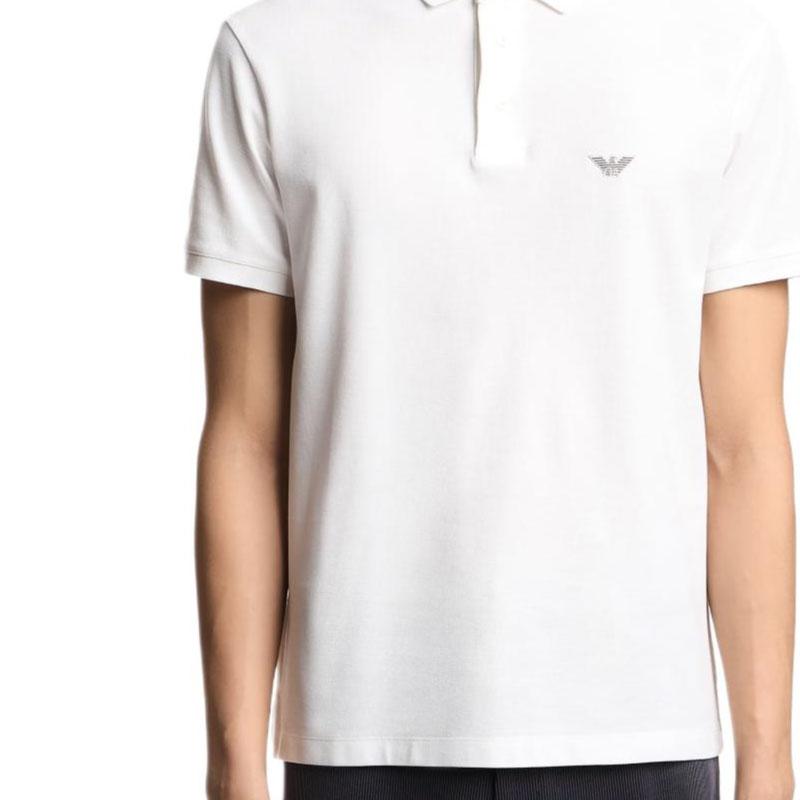Emporio Armani Eagle Pattern Embroidered Button Pullover Side Split Short Sleeve Polo Shirt Men Polo Shirts EM005358-AF10497-U0003