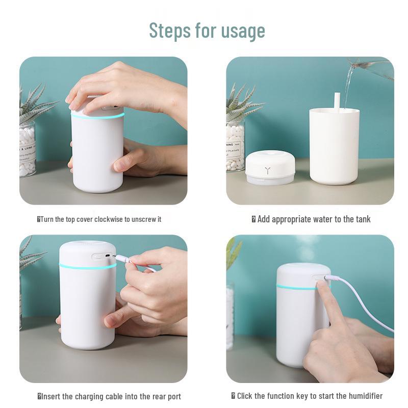 Smart Mini USB Mist Humidifier: Compact Large-Volume Aroma Diffuser for Home & Office