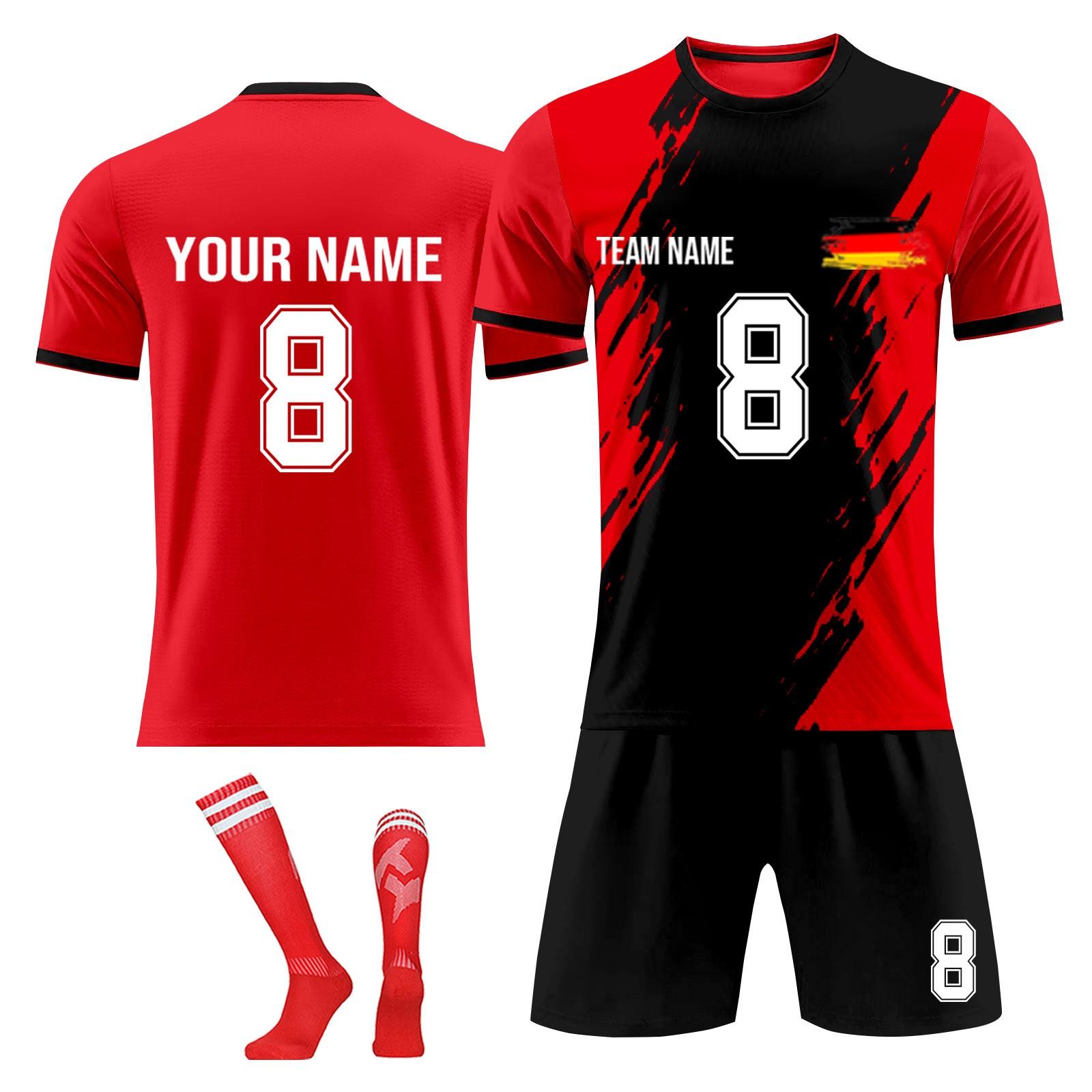 

Комплект персонализированных рубашек для мужчин и девочек с именем и номером, футбольные майки на заказ для мальчиков, тренировочный костюм M красный