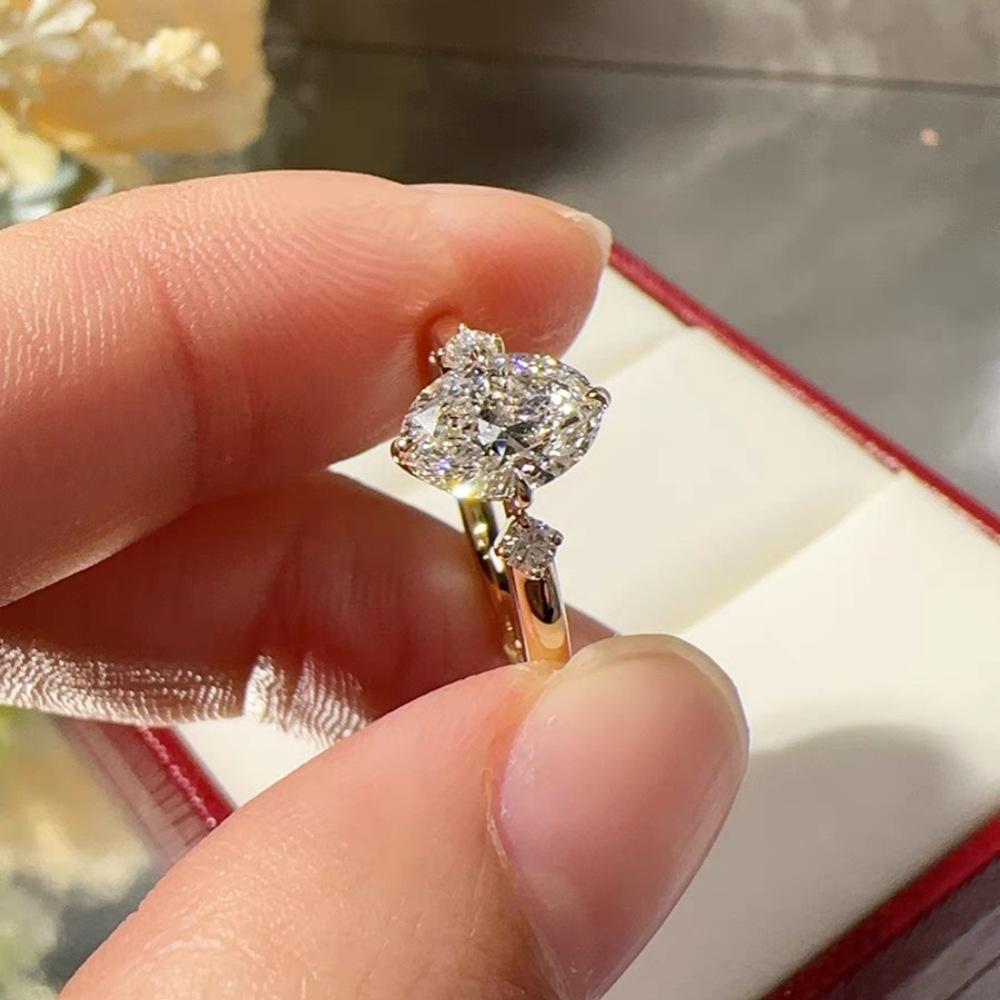 Medieval style rising zircon ring stacking butt point diamond brushed ring index finger ring