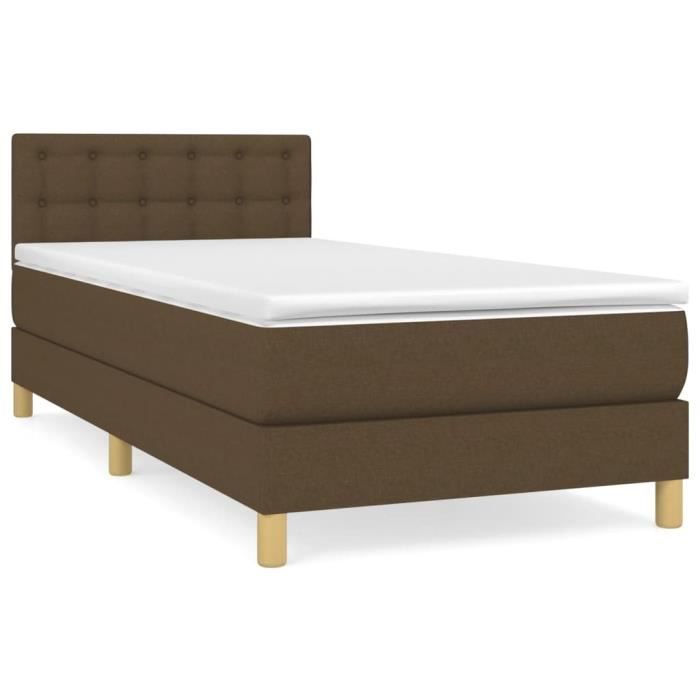 3140908 vidaXL Divan Bed with Mattress Dark Brown 90x200 Cm