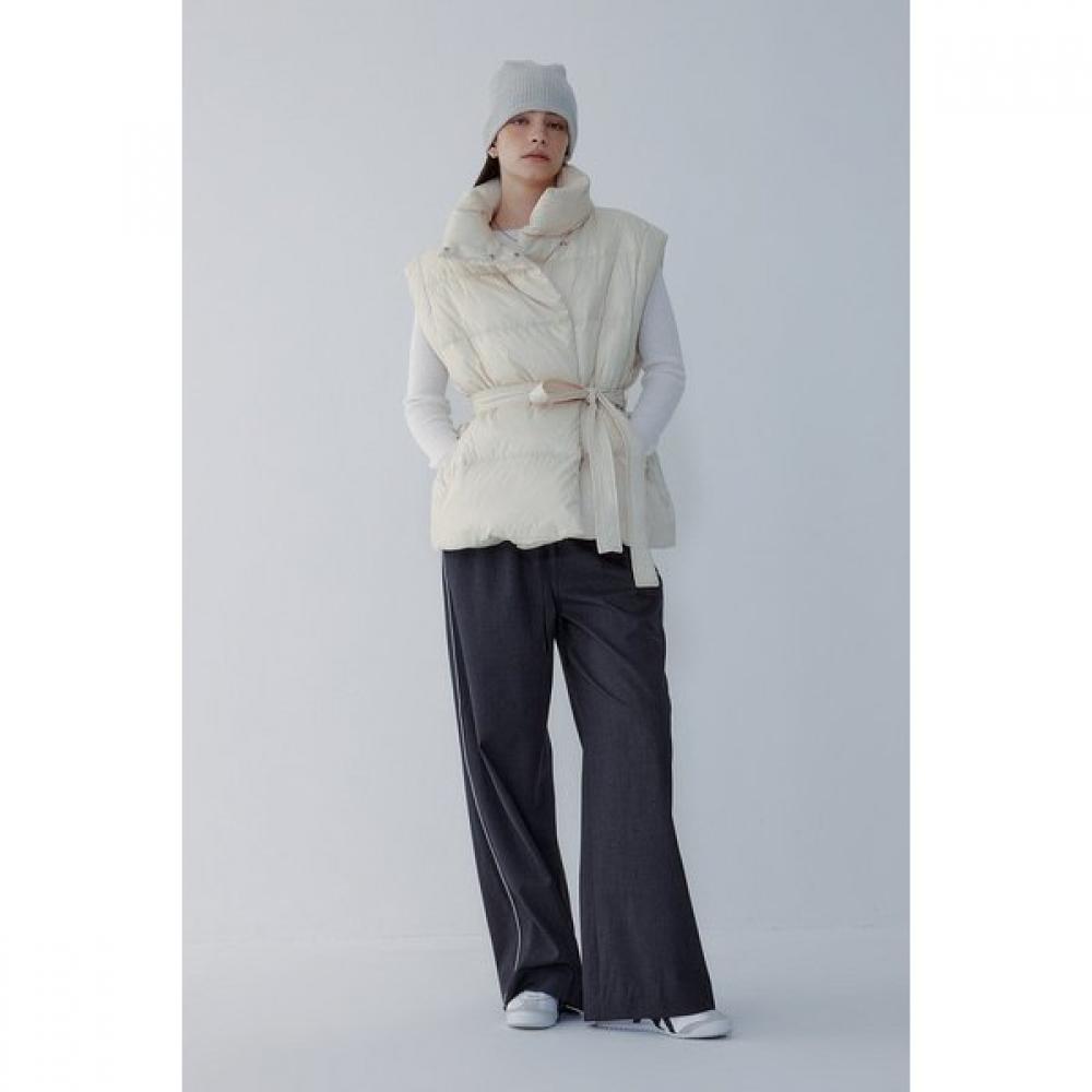 

Vov Belted Down Vest Stand Collar 7155417011 Ivory/S