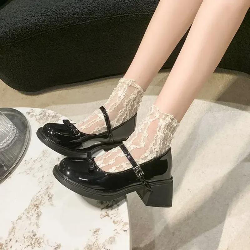 British Style Thick Bottom Mary Jane Shoes French Vintage Flat Round Head Japanese Style JK Loafers Adult Rubber Outsole