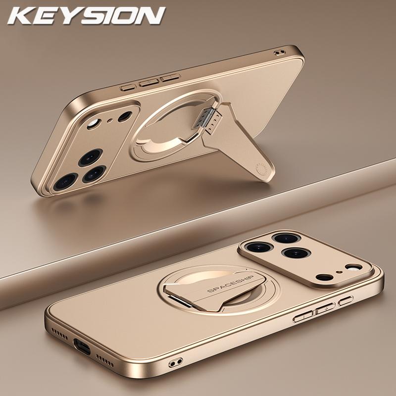 KEYSION Magnetische Handyhülle für iPhone 17 Pro Max Metalllack Silikon+PC Aufstellbarer Ständer Stoßfeste Hülle für iPhone 17 Air