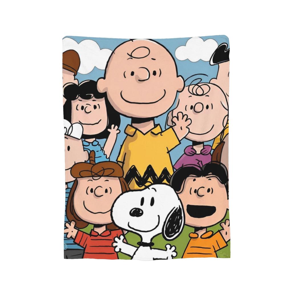 Snoopys & Woodstock Fun & Flowers Flannel Blanket Awesome Throw Blanket for Home Hotel Sofa 150*125cm Quilt,