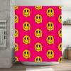 Happy Face Shower Curtain Waterproof Fabric Bold Pink With Smiley Faces Design For Bath Decoration In Bathroom Decorations From