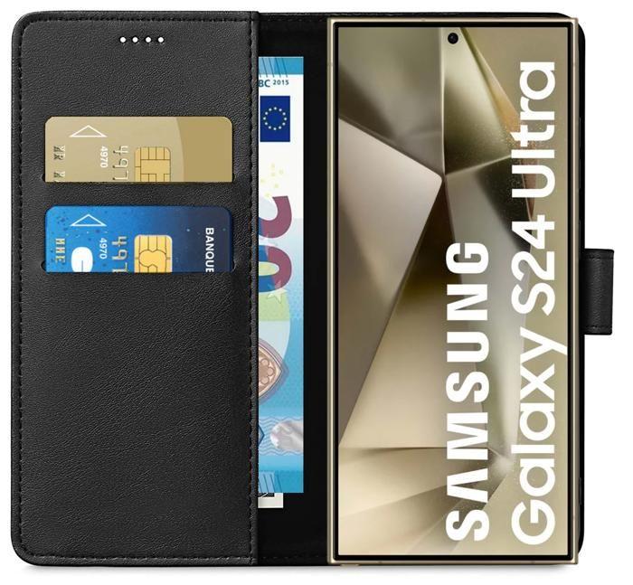 Case - Phonillico® - Samsung Galaxy S24 ULTRA - Black Wallet - Semi-rigid - Leather Effect