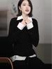 2026 Spring Fashion Korean Color-Block Patchwork Two-Piece Long Sleeve Women's Shirt