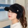 CNTANG 2026 New Autumn Winter Fashion Women's Knitted Fleece Hat Ladies With Earflaps Hats Empty Top Baseball Cap For Female