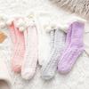 Coral Fleece Socks Medium Tube Socks Season Thickened Warm Confinement Socks Small Hairball Cute Home Sleep Socks Women