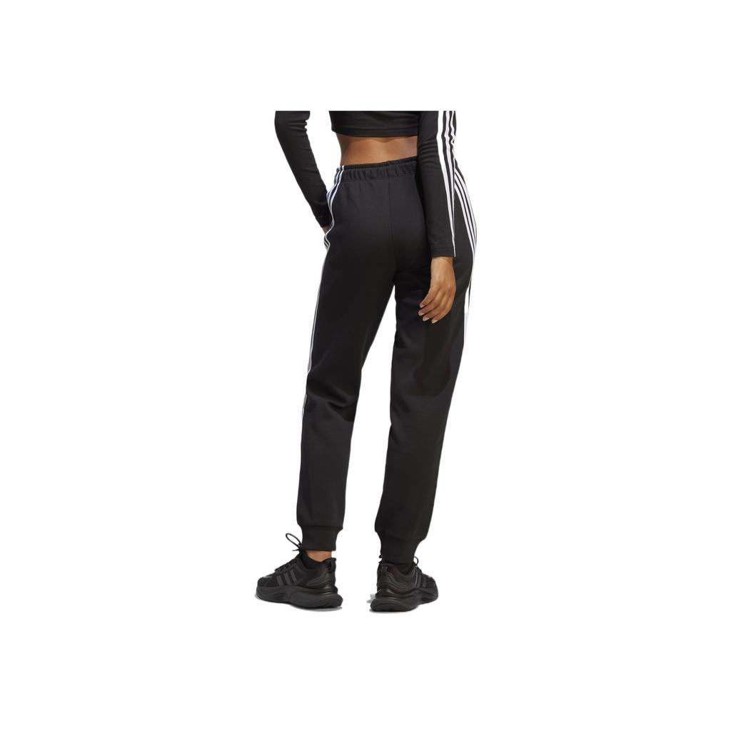 Adidas Plain Logo Badge Drawstring Tied Hem Sports Pants Women Bottoms Black HT4704