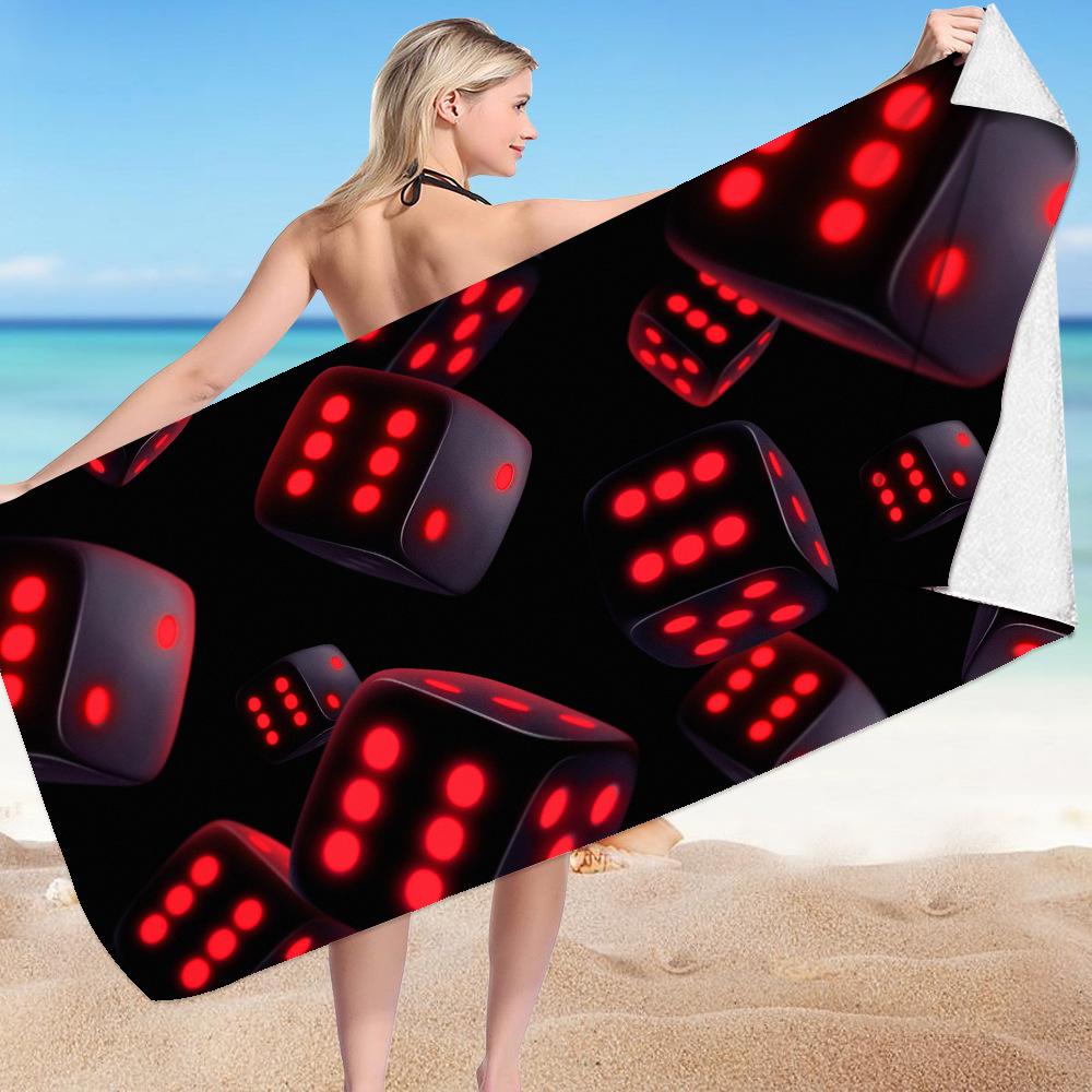 

Dice Card Series digital-printed polyester Superfine fiber double-sided fleece Beach vacation bath towel, beach towel W40*H60(CM)