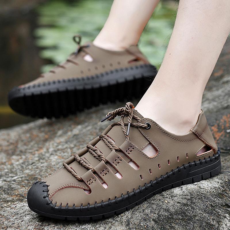 Summer Sandals Men Outdoor Hiking Shoes For Men Classic Casual Leather Sandals Male Large Size 47 Good Quality
