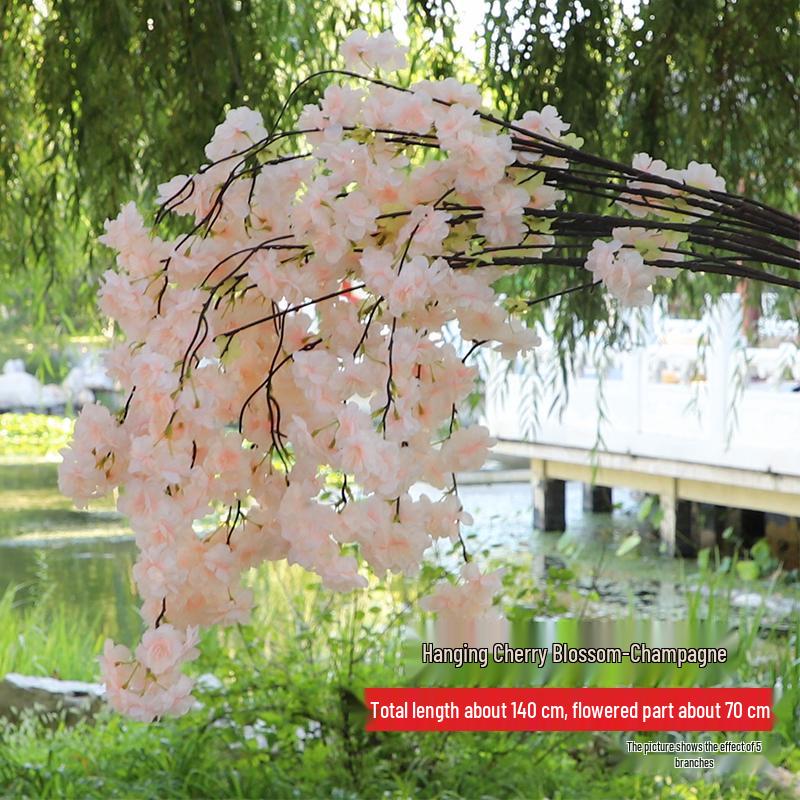 Artificial Cherry and Peach Blossom Branches for Indoor/Outdoor Decoration, Wedding Decor, Pear Flowers, Faux Silk Ceiling Rattan