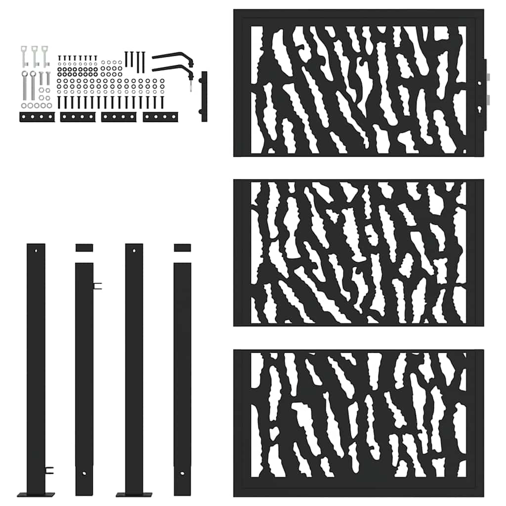 Garden Gate Black 100x150 Cm Steel Trace Design