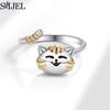 Luxury Anti Stress Anxiety Rings Fidget Spinner Ring Adjustable for Women Cute Flower Cat Starfish Ring Rotating Freely Jewelry